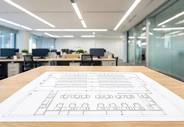 Office lighting calculation and installed linear luminaires